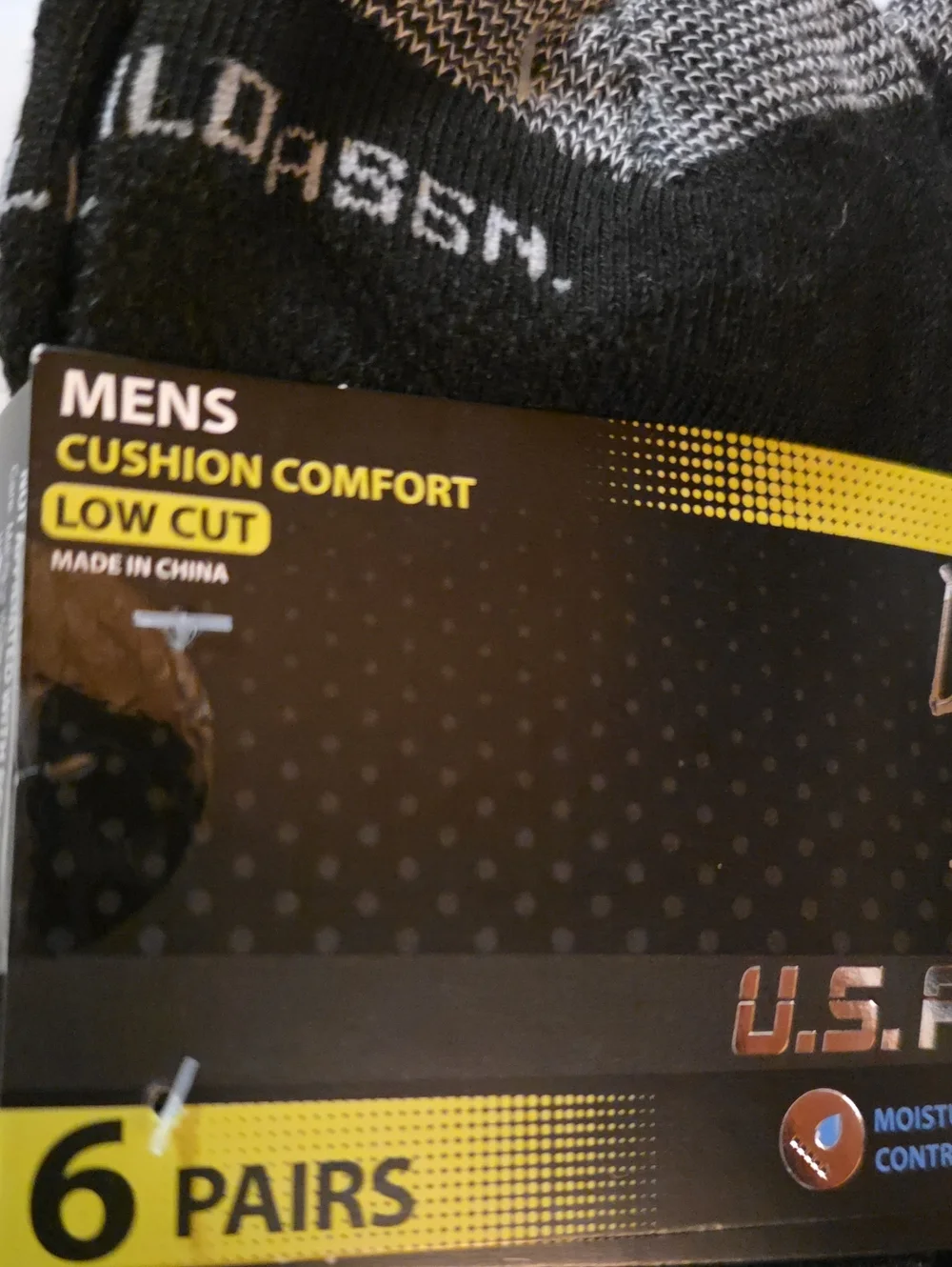 U.S. Polo Assn. Men's Black Low-Cut Athletic Socks with Gray Accents - 6 Pairs